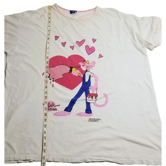 Vintage 90s Pink Panther Painted Hearts 1998 Single Stitch Shirt Valentines - Picture 4 of 15